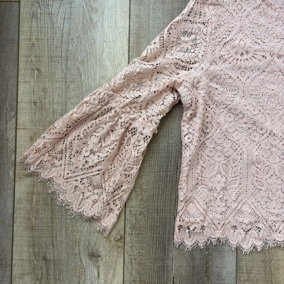 Womens Lace Blouse Size M Pink Romantic Feminine Fairy Dainty Ethereal Whimsy - Picture 4 of 11